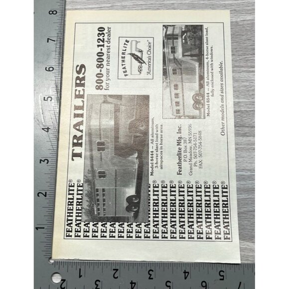 Featherlite Trailers Vintage Print Ad 1990s Horse Trailers Grand Meadow MN - Picture 2 of 6